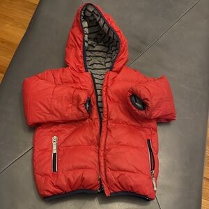 Hanna Andersson Navy Striped / Red reversible winter coat Jacket